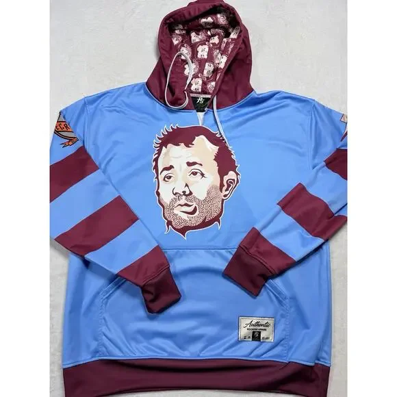 Rockstar Apparel *Rare* Bill Murray Roller Hockey Hoodie Polyester XL Blue - Picture 1 of 10